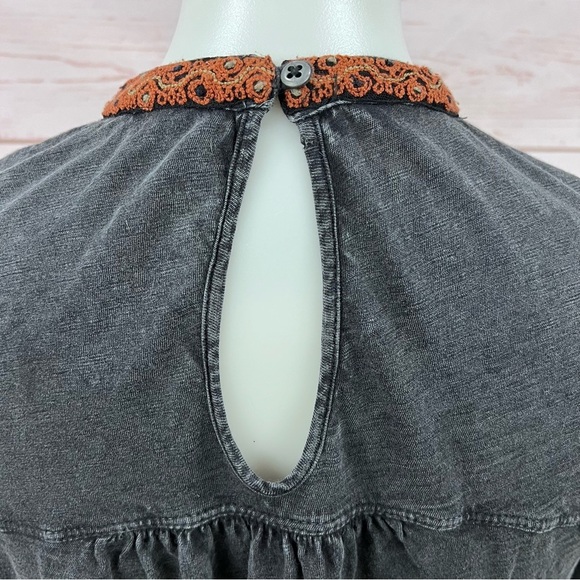 Free People Snow Bunny Boho Burnt Orange Embroidered Boxy Swing Top - Picture 8 of 12